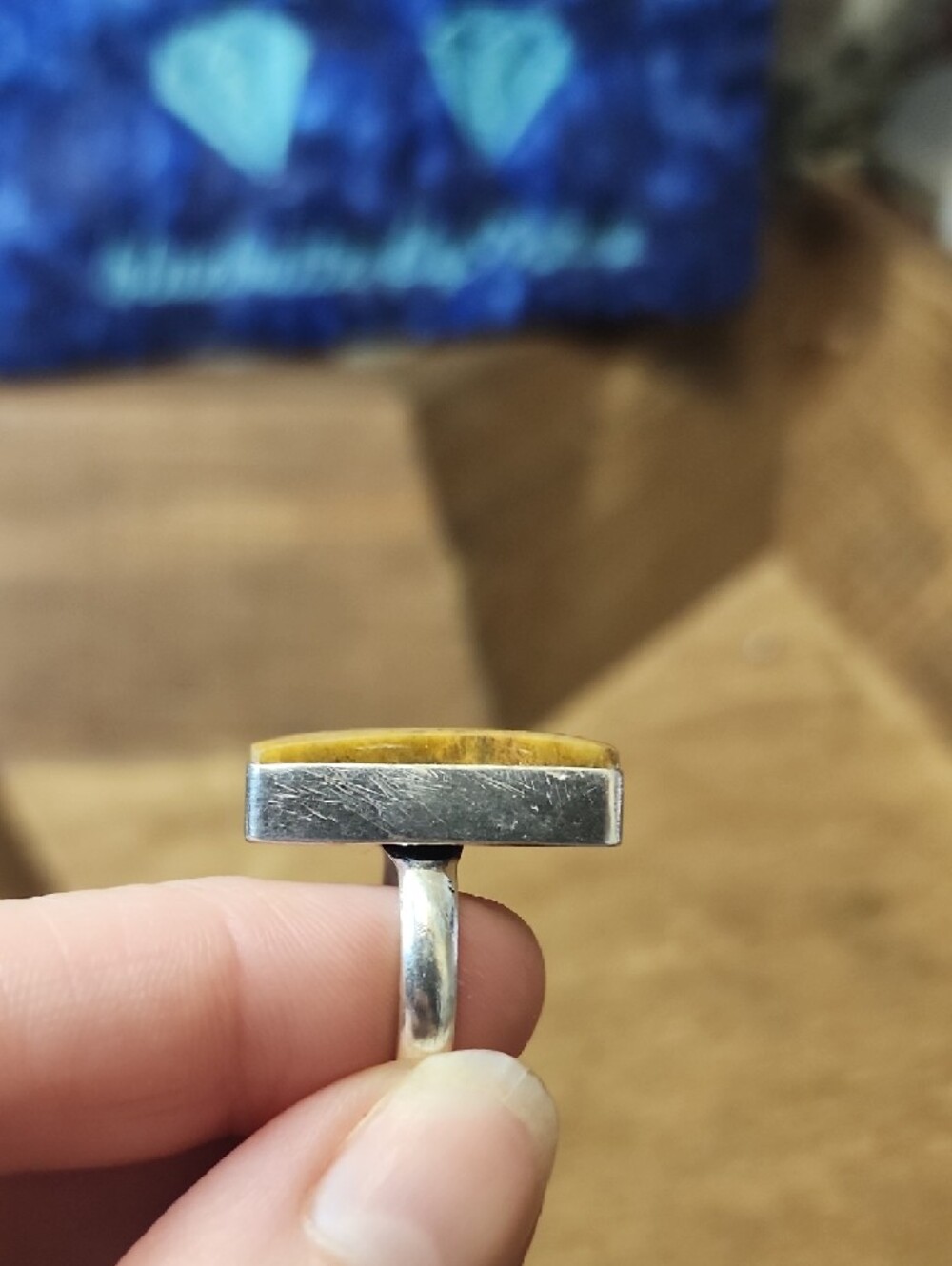 Rectangular Yellow Stone Ring - Picture 4 of 5